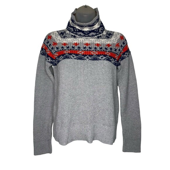 Columbia Pine Street Jacquard Pullover Sweater Women XS Gray Mock Neck Ski Lodge - Picture 5 of 8